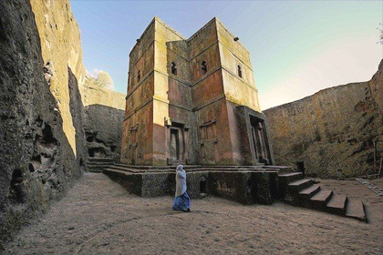 A church carved from rock in Lalibela, one of the stops on the Ethiopia tour led by author Patricia Schultz. (Courtesy of ET African Journeys)