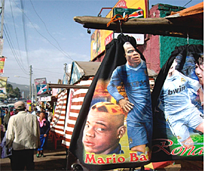 A poster of Italian soccer player Mario Balotelli (Photo: EthiopianReporter.com)