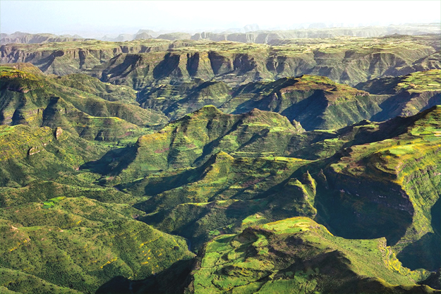 The Simien Mountains, Ethiopia A World Heritage Site and national park, with the tallest peak Ras Dashen reaching 4,619 metres, this region is best known as the habitat of Gelada baboons and Ethiopian wolves