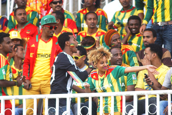 Ethiopian fans cheer on their team at Nyayo Stadium on November 27, 2013. PHOTO | CHRIS OMOLLO  NATION MEDIA GROUP