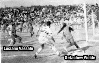 Luciano will tie the game after receiving this pass from the late Getachew Wolde (Photo: Bezabeh Abetew) -