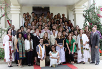Ambassador Patricia M. Haslach with new sworn- in Peace Corps Volunteers at the U.S. - 